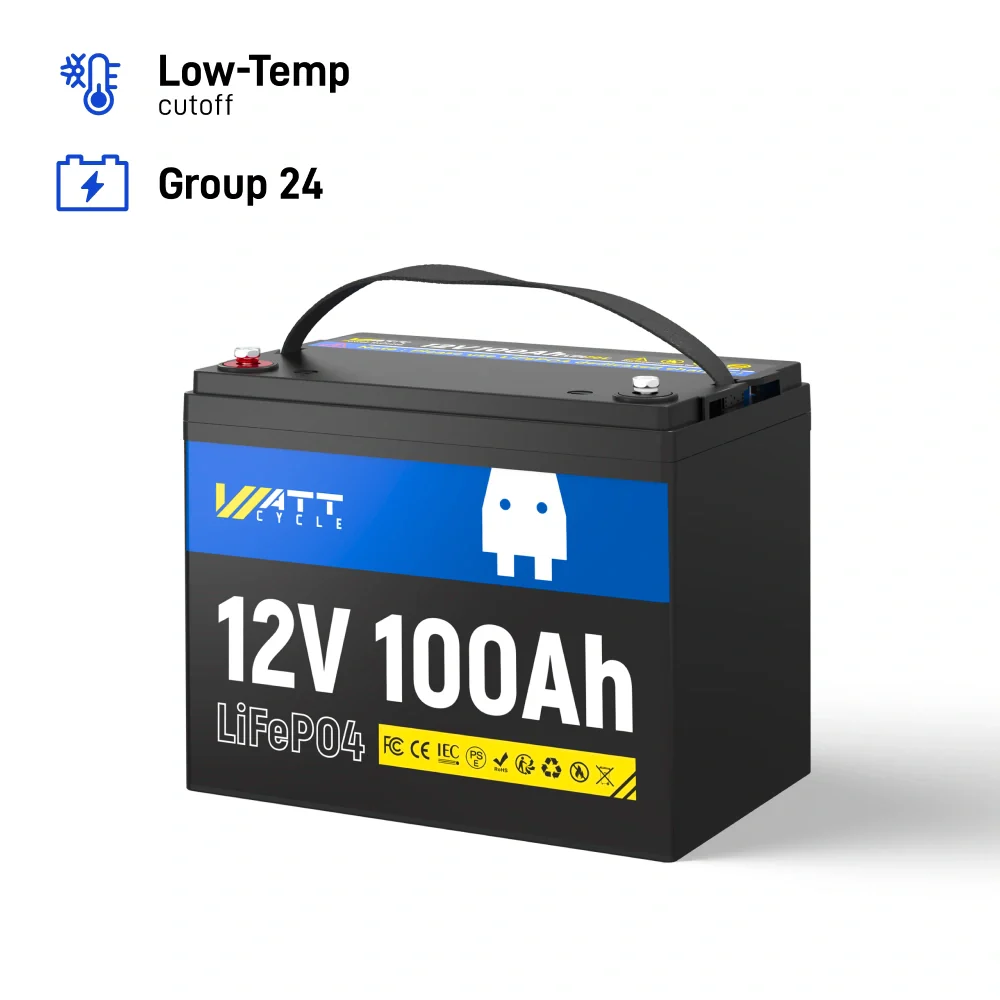 WattCycle 12V 100Ah Group 24 LiFePO4 Battery